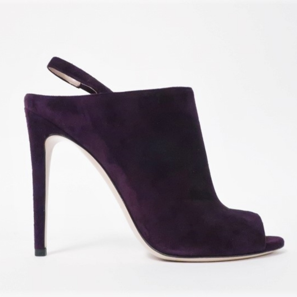 Miu Miu Slingback Booties Plum Suede - Picture 2 of 8
